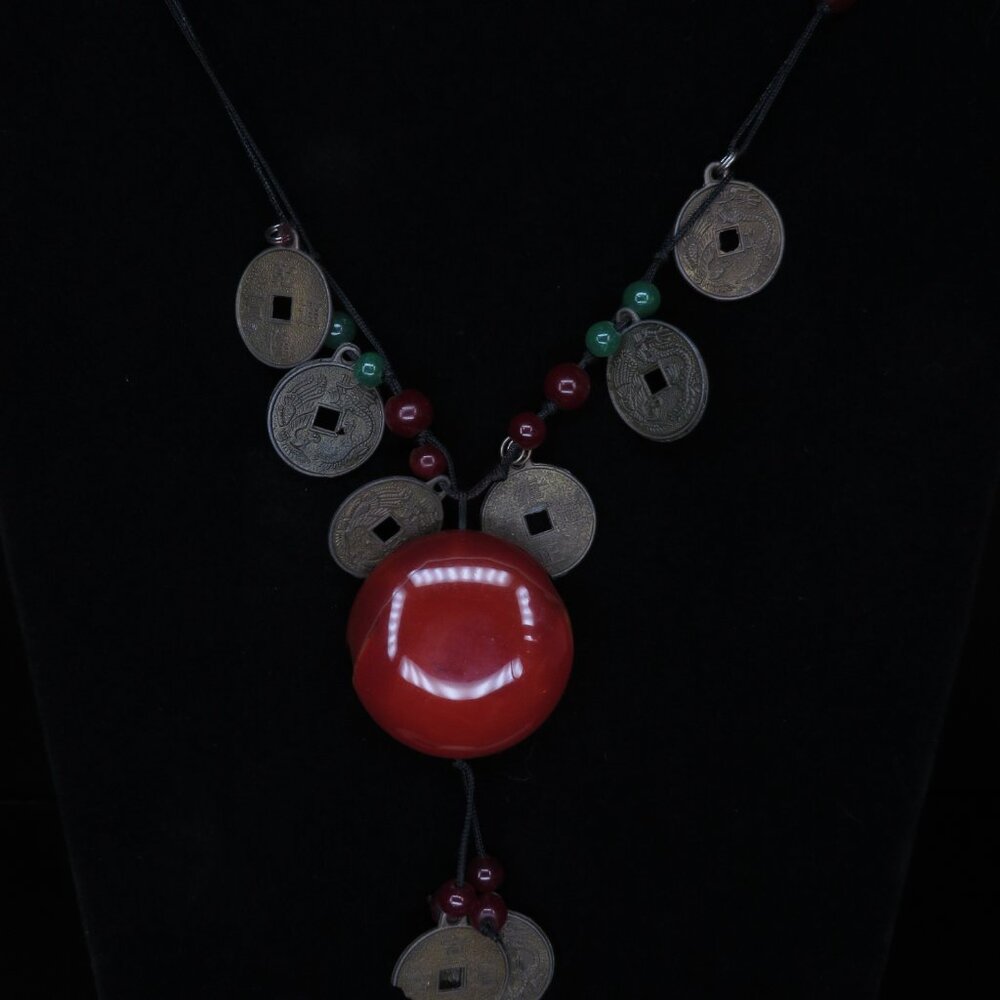 Orange Pendant Statement Necklace - image 4